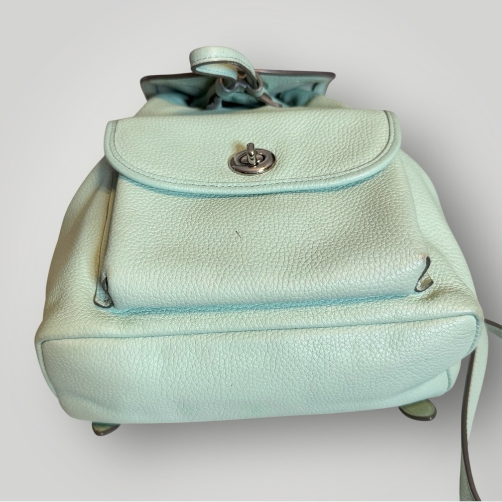 Coach Mini Turnlock Rucksack Pebbled Leather Backpack Pockets Adjustable Straps - Picture 7 of 9